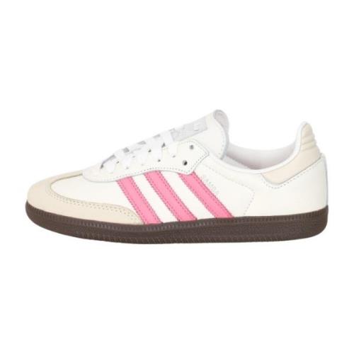 Witte en Roze Samba OG Sneakers Adidas Originals , White , Dames