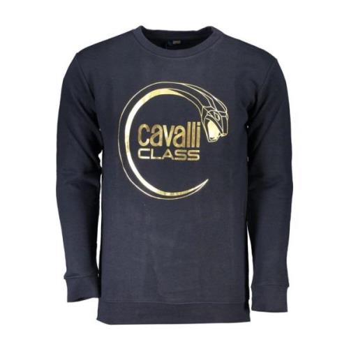 Blauwe Logo Print Crew Neck Sweatshirt Cavalli Class , Blue , Heren