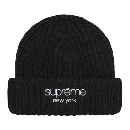 Geribbelde Beanie Zwart Fw22 Supreme , Black , Unisex