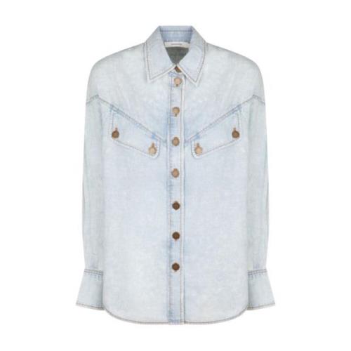 Blauwe Denim Knoopshirt Zimmermann , Blue , Dames