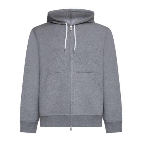 Donkergrijze Melange Hoodie Sweater Brunello Cucinelli , Gray , Heren