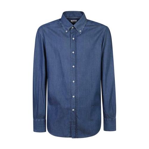 Blauwe Shirts Aw24 Herenmode Brunello Cucinelli , Blue , Heren