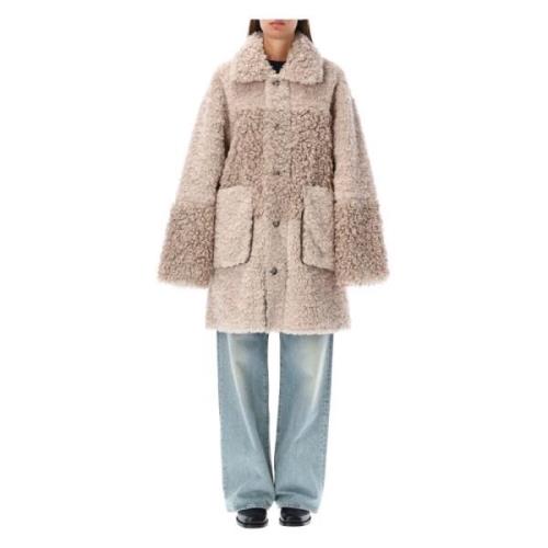 Omkeerbare Shearling Peacot Buitenkleding Urbancode , Beige , Dames