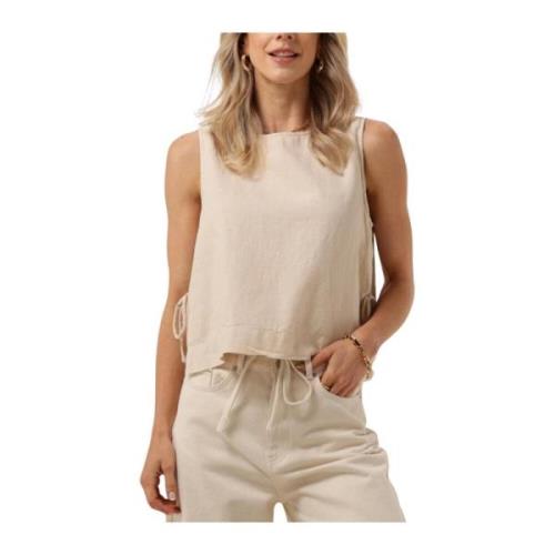 Svetlana Linen Top Neo Noir , Beige , Dames