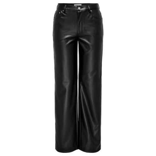 Faux Leather High Waist Pants Only , Black , Dames