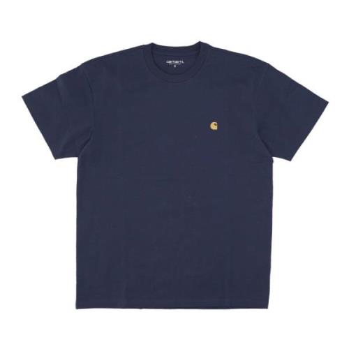 Blauw/Goud Korte mouw T-shirt Zachte pasvorm Carhartt Wip , Blue , Her...