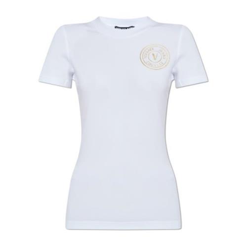 T-shirt met logo Versace Jeans Couture , White , Dames