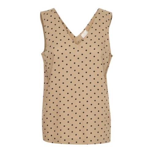 Polka Dot Top Kaffe , Beige , Dames