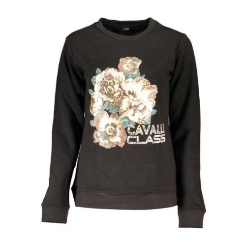 Zwart Logo Crewneck Sweatshirt Cavalli Class , Gray , Dames