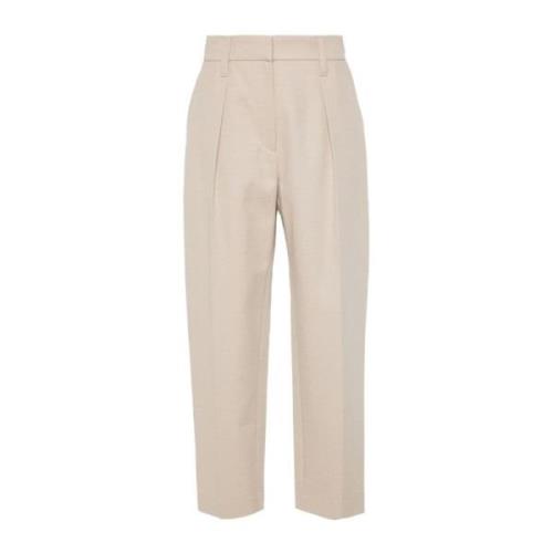 Beige Broek Aw24 Damesmode Brunello Cucinelli , Beige , Dames