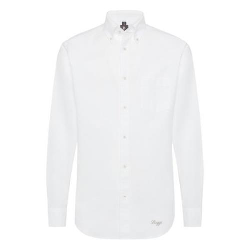 Regular Fit Oxford Katoenen Overhemd Boggi Milano , White , Heren