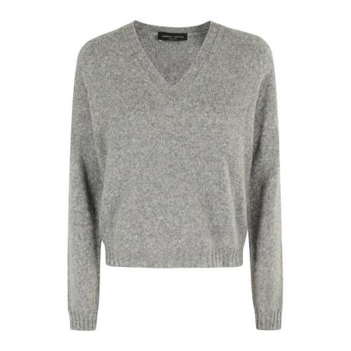 V-hals Trui in Wolmix Roberto Collina , Gray , Dames