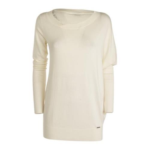 Witte Wintertrui met Kraagdetail Liu Jo , White , Dames