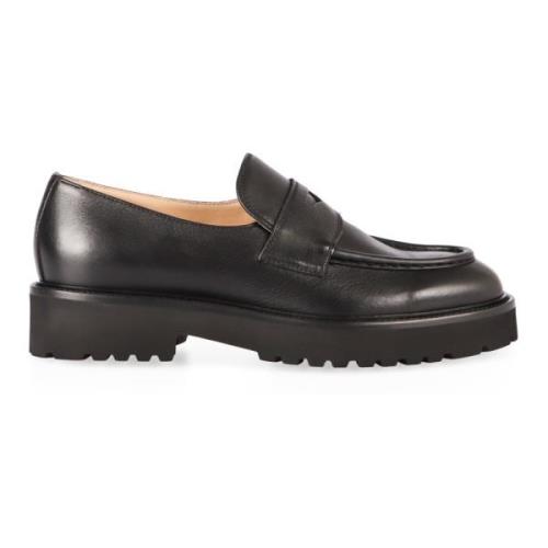 Klassieke Leren Loafers Ronde Neus Doucal's , Black , Dames