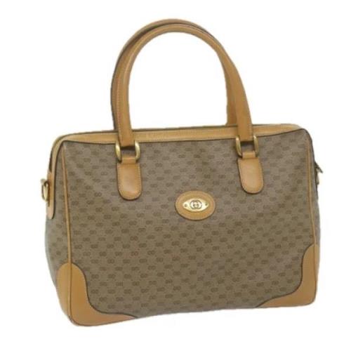 Pre-owned Leather travel-bags Gucci Vintage , Beige , Dames