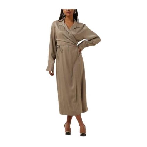 Beige Midi Jurk voor Elegante Gelegenheden Second Dames , Beige , Dame...