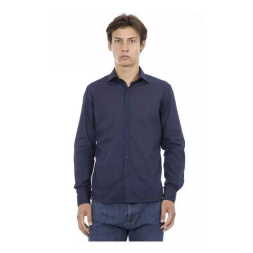 Blauw Slim Fit Katoenen Overhemd Baldinini , Blue , Heren