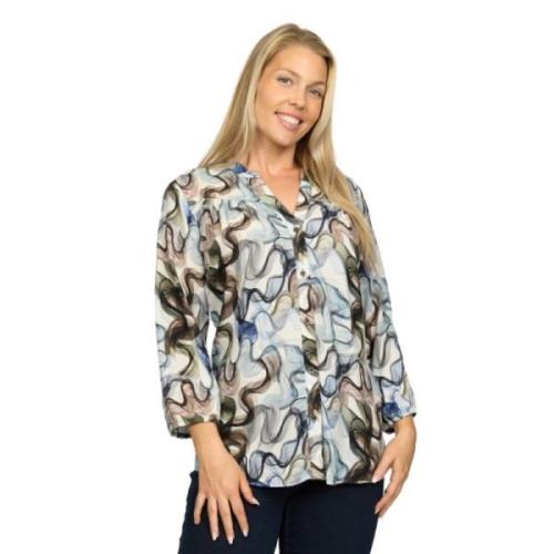 Gestreepte Shirt Top met Knopen 2-Biz , Multicolor , Dames