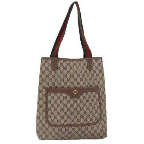 Pre-owned Leather totes Gucci Vintage , Beige , Dames