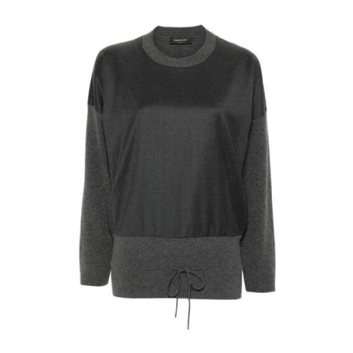 Ribgebreide Crew Neck Trui Fabiana Filippi , Gray , Dames