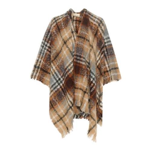 Gebreide Cape Earth Brown Check Cream , Brown , Dames