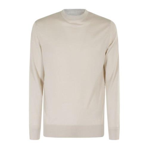 Gestreepte Crew Neck Sweater Eleventy , Beige , Heren