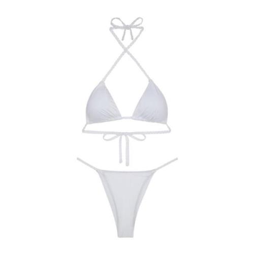 Bikini Triangolo E Slip Regolabile Clear F**k , White , Dames