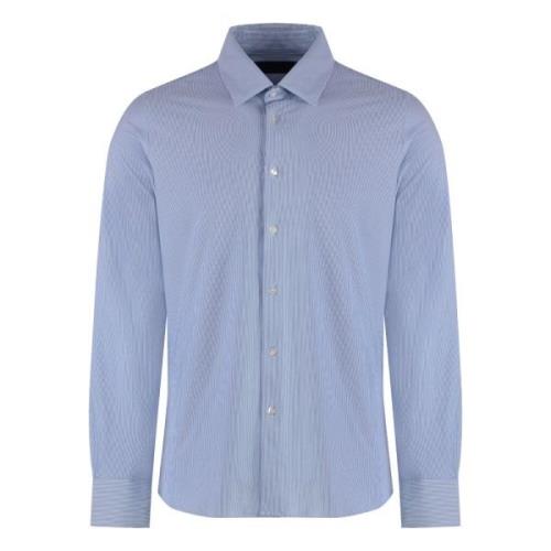 Gestreept Oxford Overhemd Afgeronde Zoom RRD , Blue , Heren