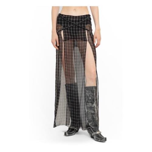 Zwarte Moto Check Thrall Rok Knwls , Black , Dames