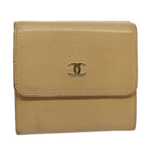 Pre-owned Leather wallets Chanel Vintage , Beige , Dames