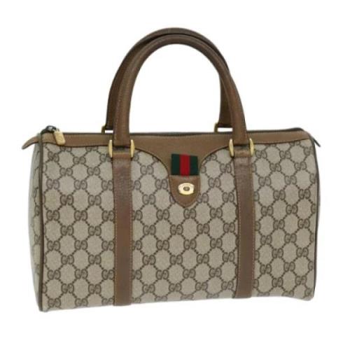 Pre-owned Leather travel-bags Gucci Vintage , Beige , Dames