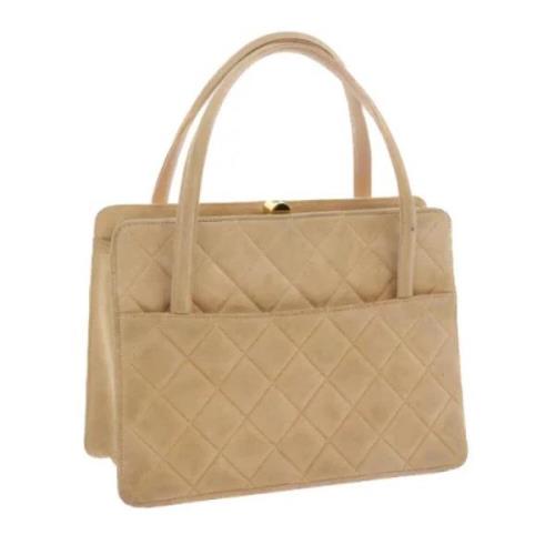 Pre-owned Suede handbags Chanel Vintage , Beige , Dames