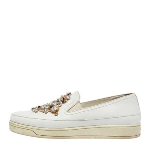 Pre-owned Leather sneakers Prada Vintage , White , Dames