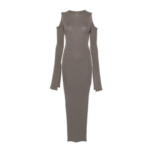 Grijze Wollen Jurk met Uitsnijding en Hoge Splitten Rick Owens , Gray ...