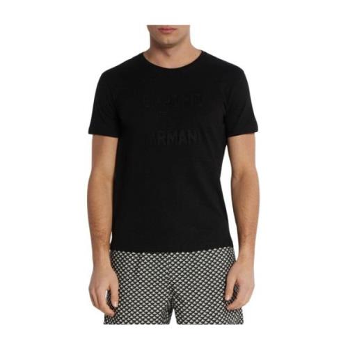 Zwart Logo Geborduurd T-shirt Emporio Armani , Black , Heren