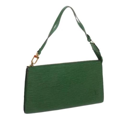 Pre-owned Leather pouches Louis Vuitton Vintage , Green , Dames