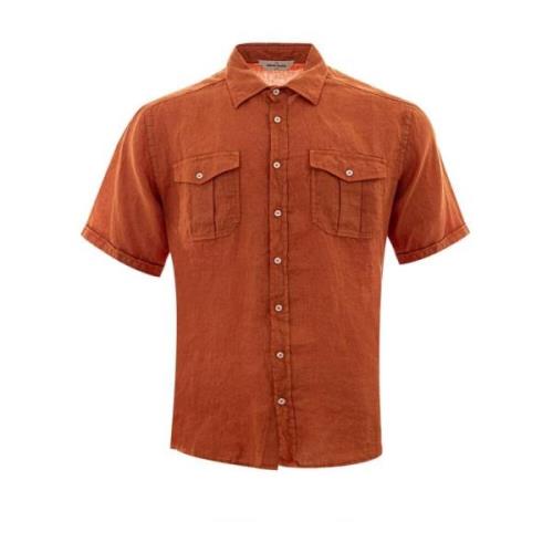 Bruine Linnen Button-Up Shirt Gran Sasso , Brown , Heren