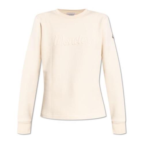 Sweatshirt met logo Moncler , Beige , Dames