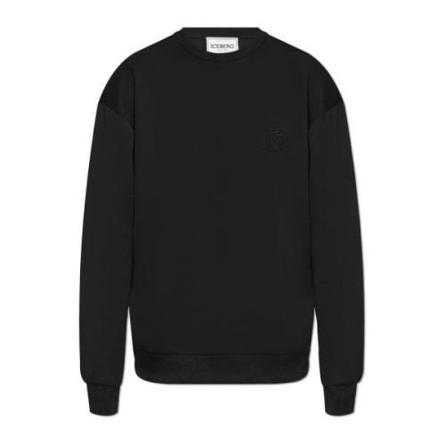 Sweatshirt met logo Iceberg , Black , Heren