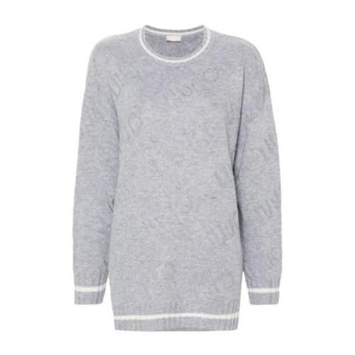 Jacquard Logo Sweater Grijs/Wit Liu Jo , Gray , Dames