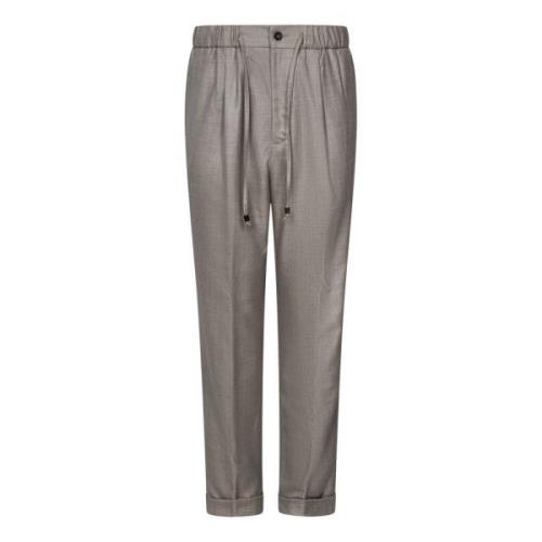 Grijze Wol Twill Geplooide Broek Drumohr , Gray , Heren