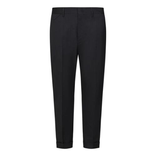 Slim Fit Cropped Trousers in Grey Low Brand , Black , Heren