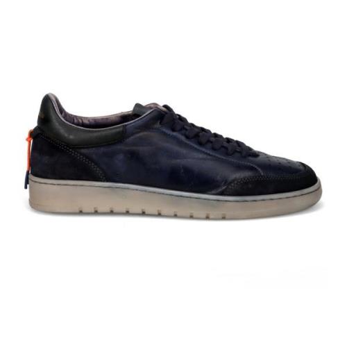 Blauwe Leren Sneaker met Suède Details Barracuda , Blue , Heren