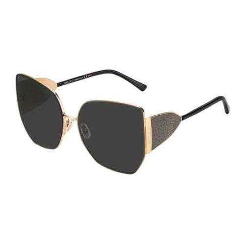 Gouden Cat Eye Zonnebril met Zwarte Lenzen Jimmy Choo , Multicolor , D...