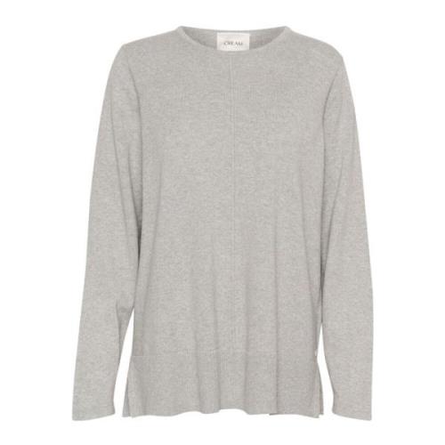 Grijs Melange Gebreide Pullover Trui Cream , Gray , Dames