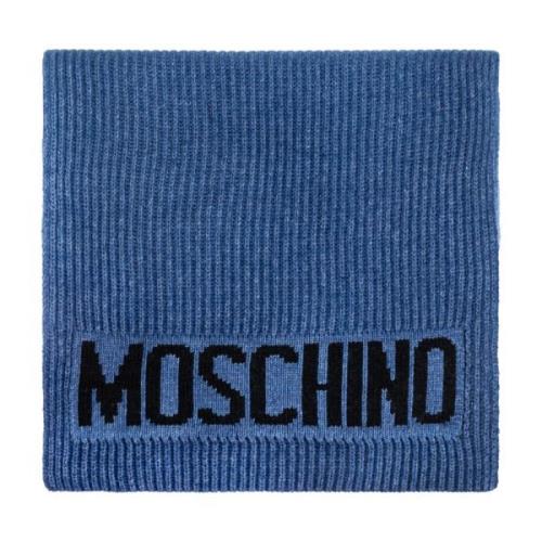 Sjaal met logo Moschino , Blue , Unisex