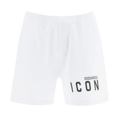 Logo Katoenen Shorts Made in Italy Dsquared2 , White , Heren