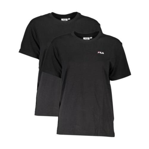 Zwarte Katoenen Tee Bundel Stijlvol Logo Fila , Black , Dames