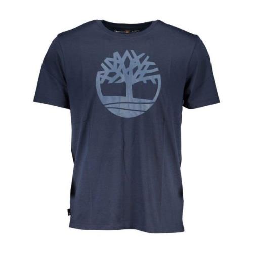 Blauw Crew Neck Katoenen T-Shirt Timberland , Blue , Heren