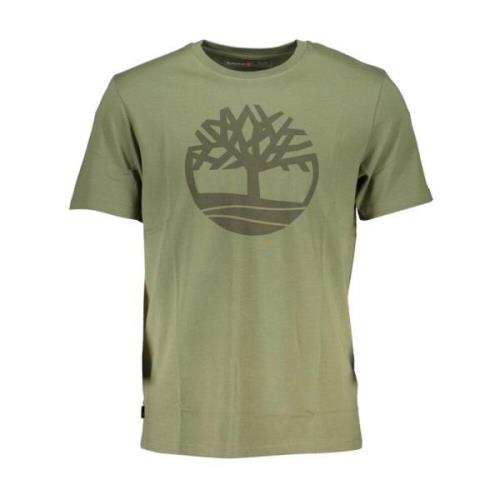 Gedrukte Crew Neck Tee Katoen Timberland , Green , Heren